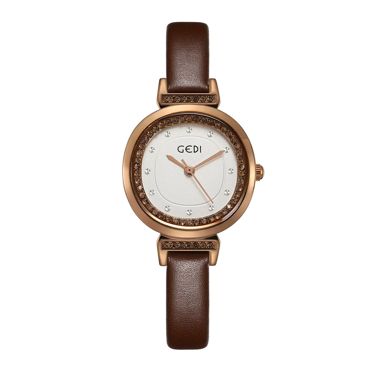 Dames eenvoudig licht luxe retro-stijl klein bord hoogwaardig lederen riem waterdicht quartz horloge