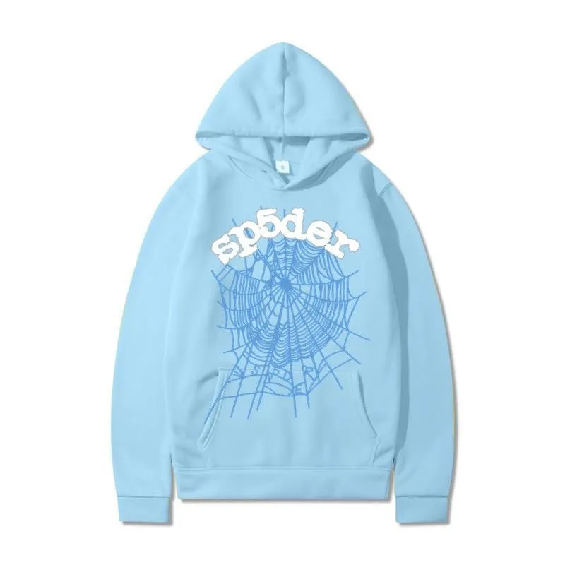 Sweats à capuche pour hommes Sweatshirts Sky Blue Sp5der Sweat à capuche Hommes Femmes 1 Hip Hop Young Thug Spider World Wide 555555 Imprimer Pull à capuche léger