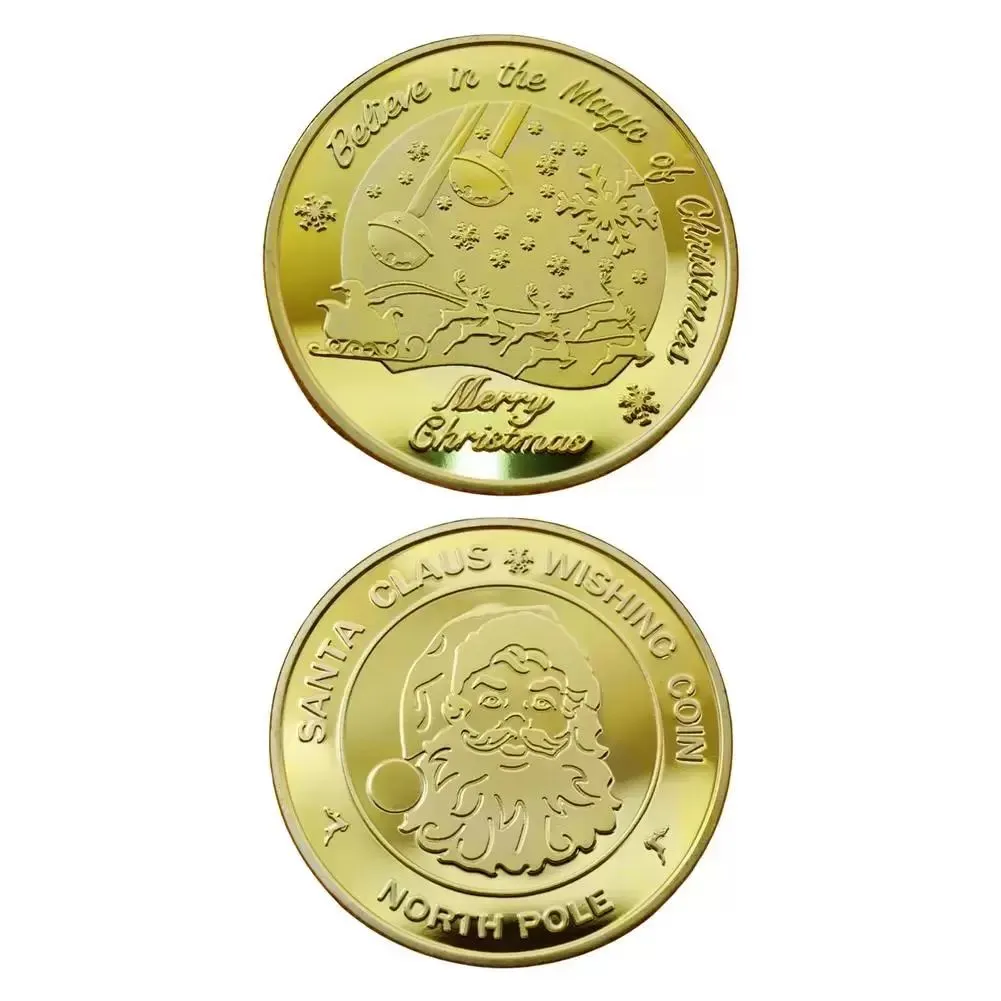 Christmas Santa Gift Coin Collectible Metal Gold Plated Souvenir Wishing Coin North Pole FY3608 sxjul6