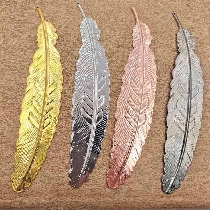 Fashion Metal Feather Bookmarks Document Book Mark Label Golden Silver Rose Gold Bookmark Office School Supplies