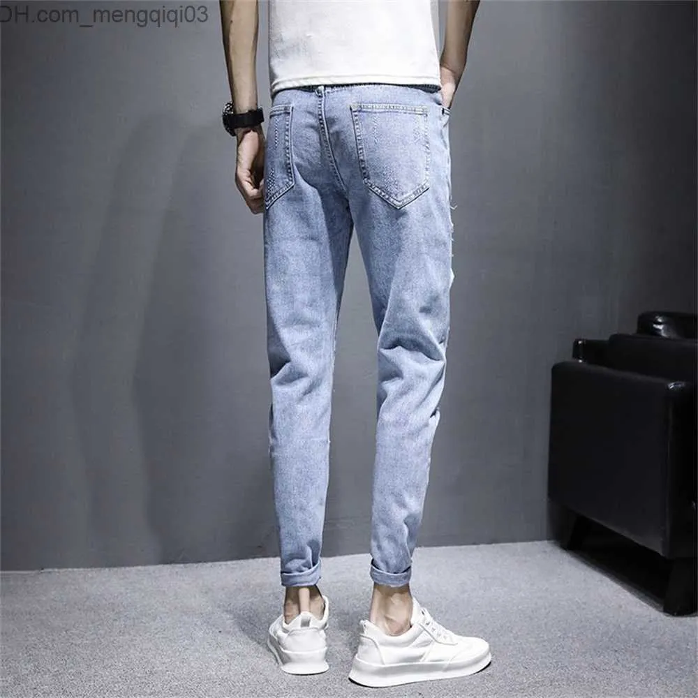 Amazon.com: FiveShops Ankle Length Jeans，Summer Men's Loose Harlan Wild  Feet Denim Pants Men Blue 28 : Clothing, Shoes & Jewelry