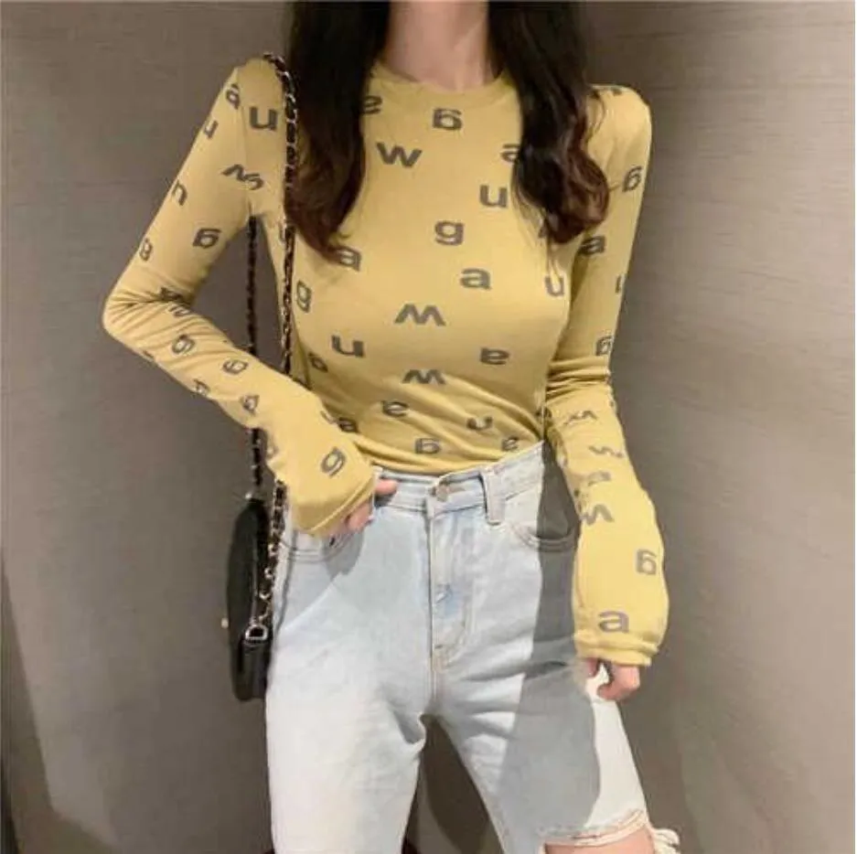 2023 NEW Women's T-Shirt Sexy Bodycon Long Sleeve T-shirt Tops for Woman 2023 Spring Summer Female Tee Designer Luxury Clothing Streetwear Size S-XXL