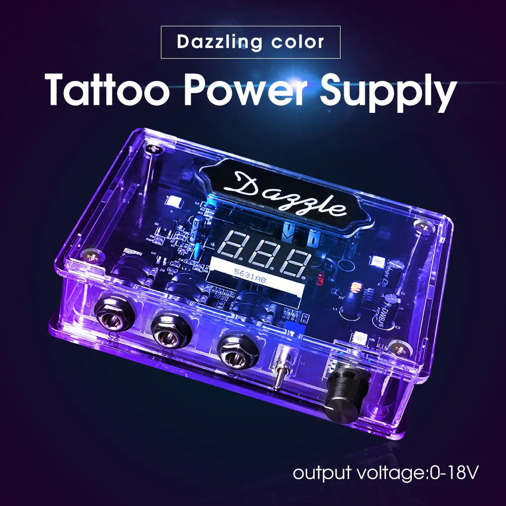 Tattoo Machine Tattoo Voeding Transparant Dazzle Dual Mode LED Digitale display scherm Bench Tattoo Supplies voor Coil Rotary Tattoo Pen 230811