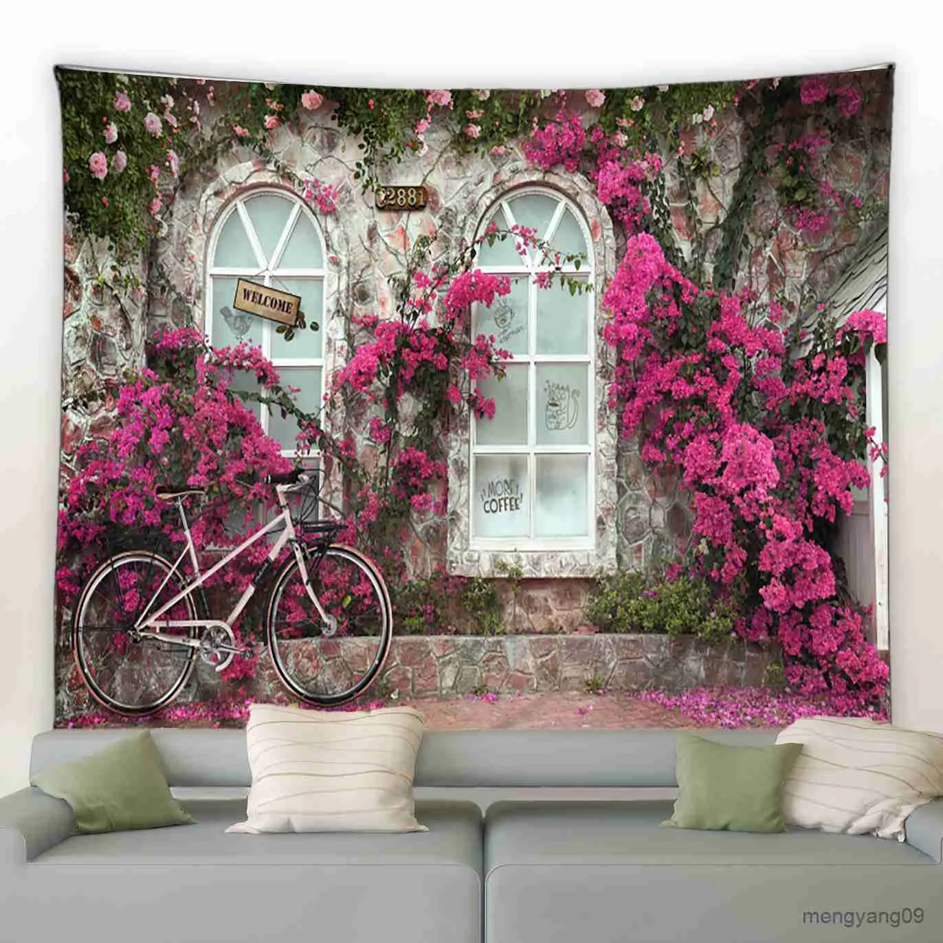 Tapissries 3D Flower Wall Tapestry Garden Poster utomhus stor vägg hängande vardagsrum sovrum rum estetik hem dekoration tapiz r230812