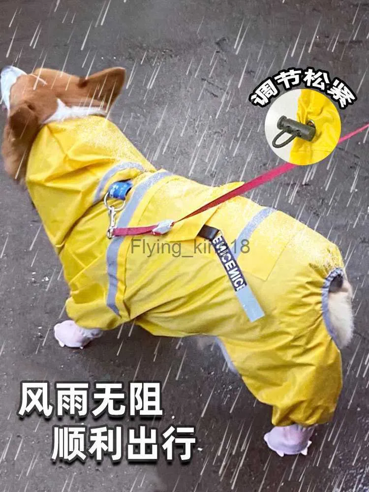 Corgi method medium bucket teddy puppy dog other pets special package all four feet waterproof raincoat rain artifact HKD230812