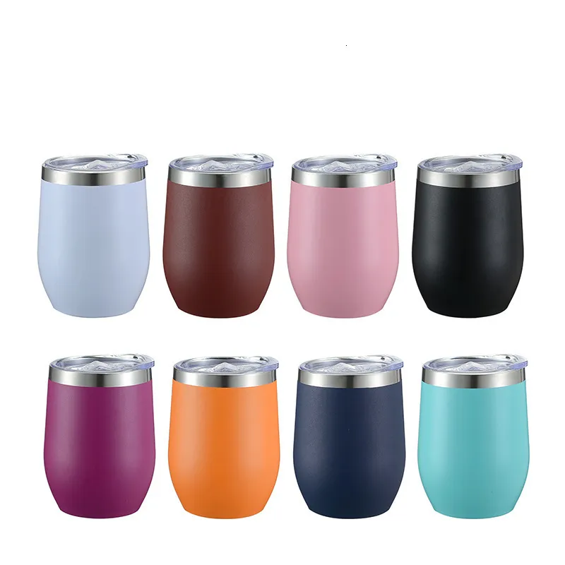 Mugs 12oz Stainless Steel Vacuum Beer Mug Wine Glass With Sealing Lid Wholesale Thermos Coffee Cup Wedding Christmas Gift Cup 230811