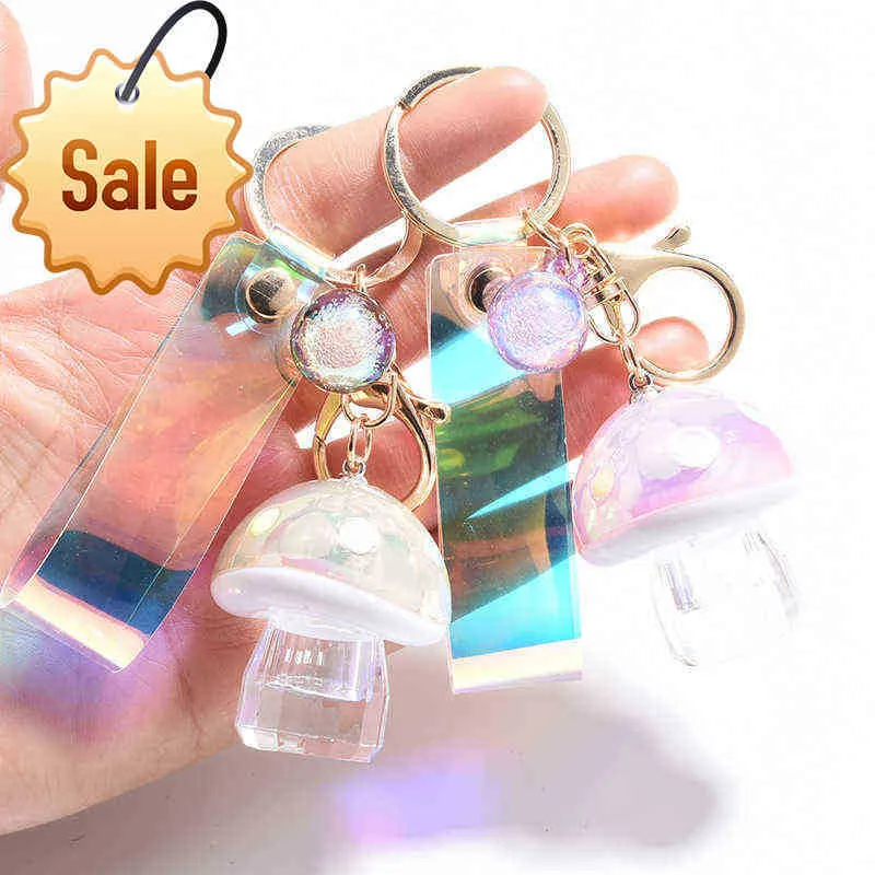 Keychains Lanyards Creative Fashion Colorful with Light Mushroom Charm Keychain Fun Personality Wild Pendant Key Chain Couple Gift Cute T220909ug