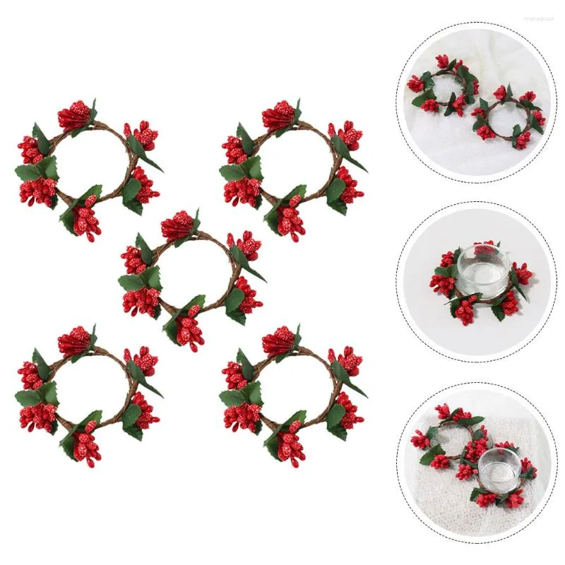 Decorative Flowers 5pcs Christmas Simulated Red Berry Decor Wreaths Napkin