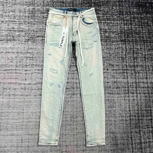 Designer Jeans Mens Purple Pants Ripped Straight Regular Tears Washed Old Long Hole 30-382aucblfi