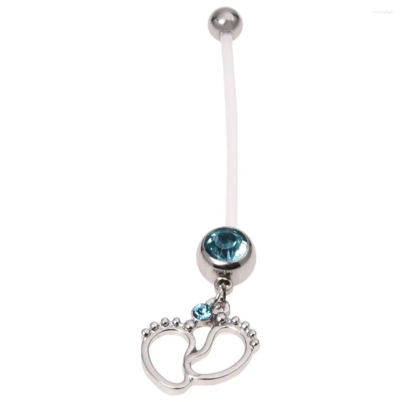 Charm Bracelets Flexible Pregnancy Maternity Belly Navel Bar Ring Body Piercing Baby Feet Blue