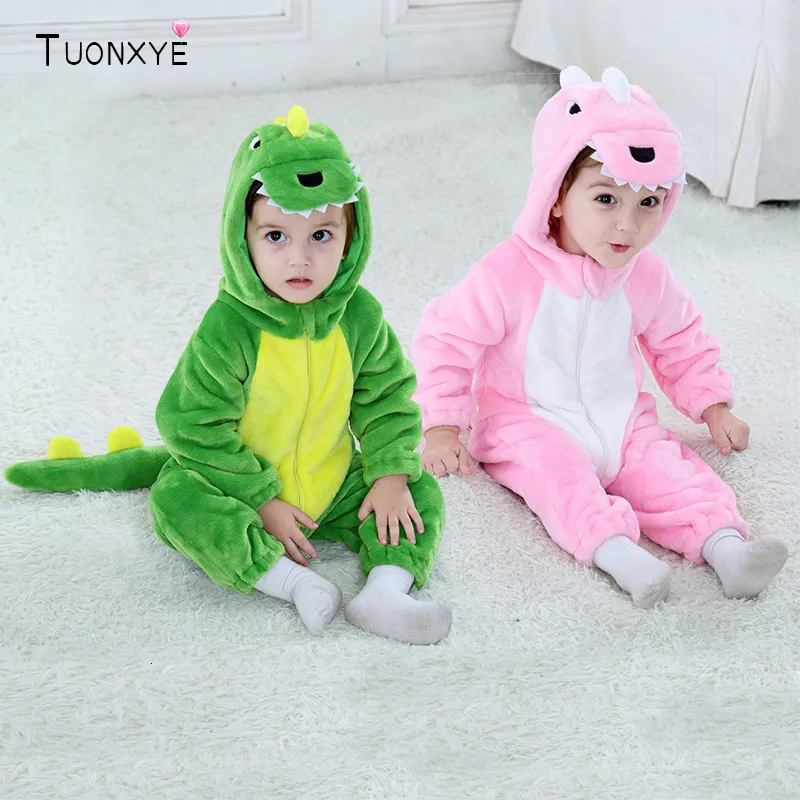 Rompers Tuonxye Funny Pinosa rosa Dinosaur Giovano inverno vestiti inverno fumetti con cappuccio tutina da ragazzo da ragazzo da ragazzo da bambino per il bambino