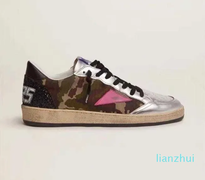 Kvinnliga sneakers skor casual sko Italien varumärke lyx gyllene