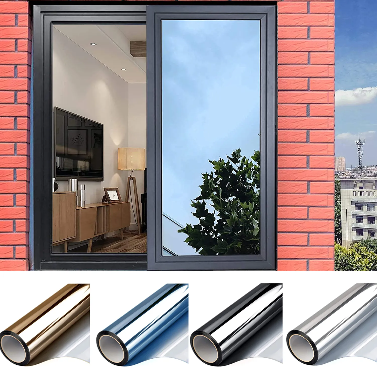 Sfondi multisizzano pellicola a specchio a un modo per finestre privacy bloccante adesivo in vetro controllo del controllo del calore tinta autoadesiva 230812