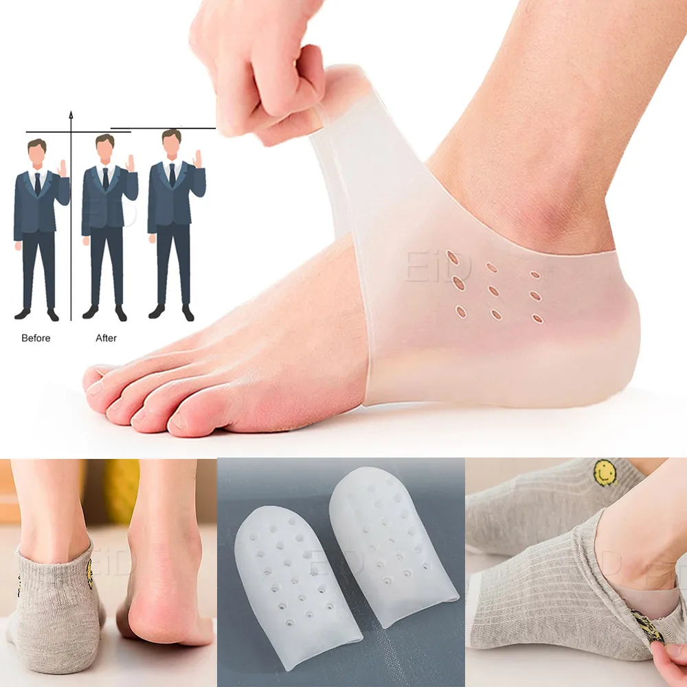 Schoenonderdelen Accessoires Onzichtbare Lengte Verhoogde Binnenzool Siliconen Hiel Sokken Voor Vrouwen Mannen Inlegzolen 2 5 Cm Inlegzolen Voor Plantaire Fasciitis Schoen Zool Wit 230811 Van 6 77 DHg...