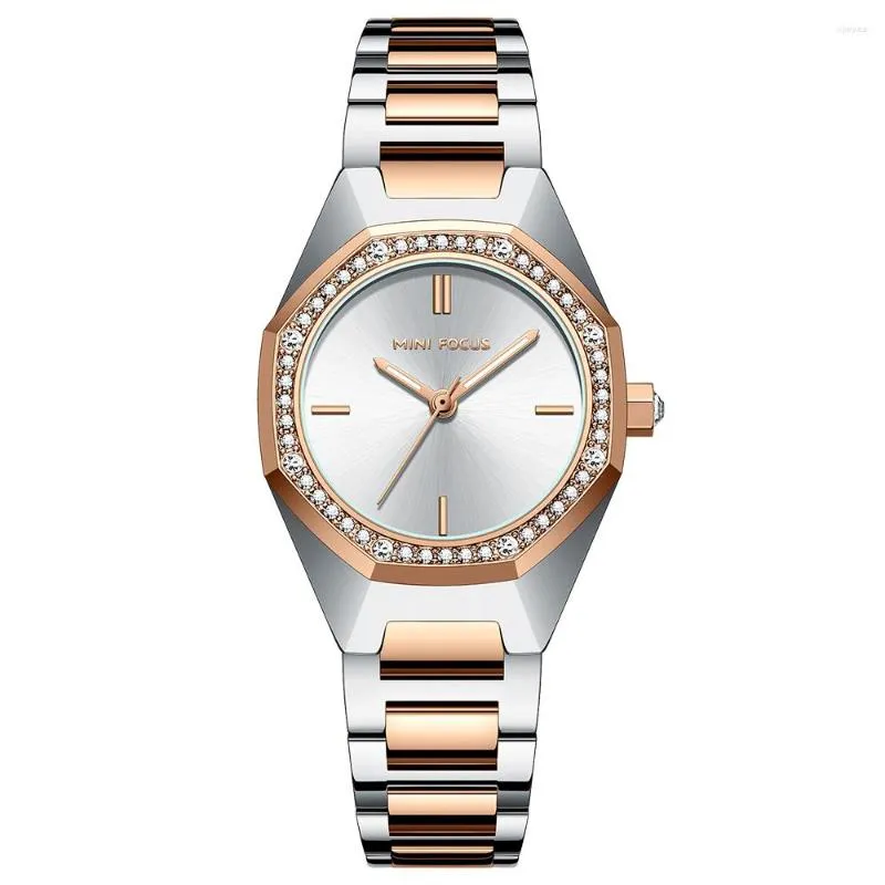 Orologi da polso femminile in lega da polso in lega da polso in lega di diamante rosa in goldio in acciaio inossidabile in acciaio inossidabile in acciaio inossidabile Braccialette impermeabili Ladies