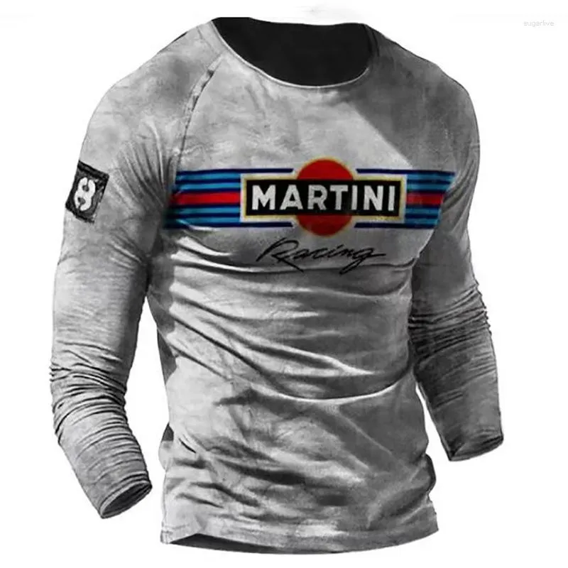 Men's T Shirts Vintage Cotton T-shirts 3D Printed Loose Long Sleeve America 66 Route Tops Oversized Motorcycle Shirt Man Biker Clothing