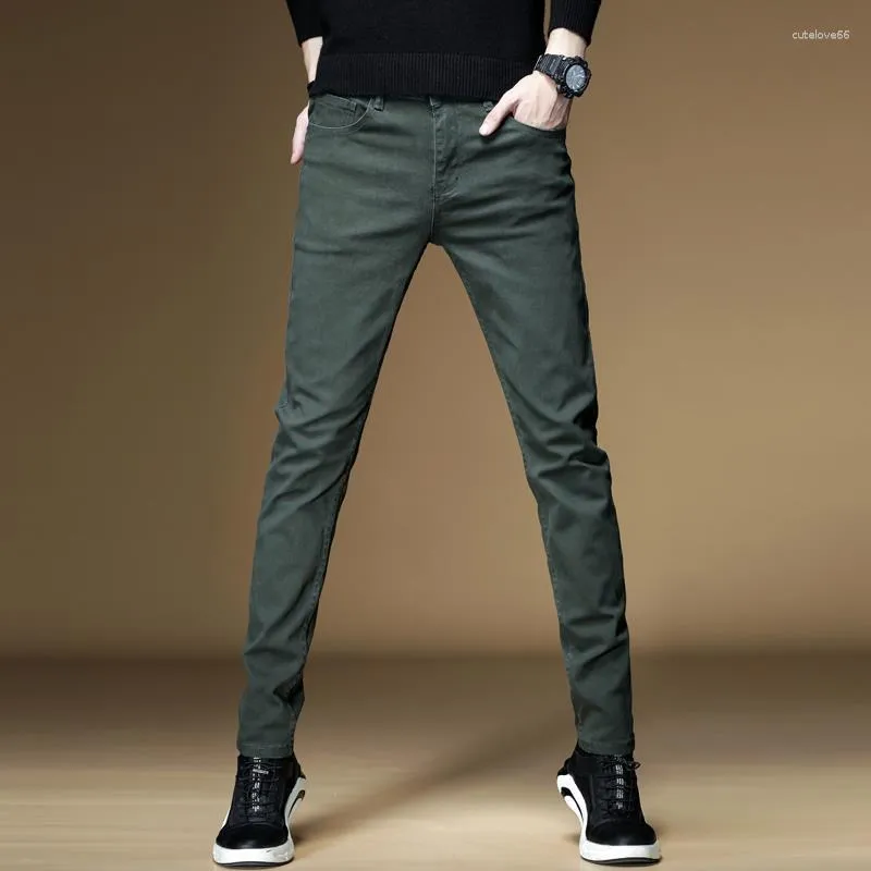 Herenjeans grote size mannen leger groen streetwear recht in lente zomer sport slank broek zakelijk mode mannelijke casual broek 2023