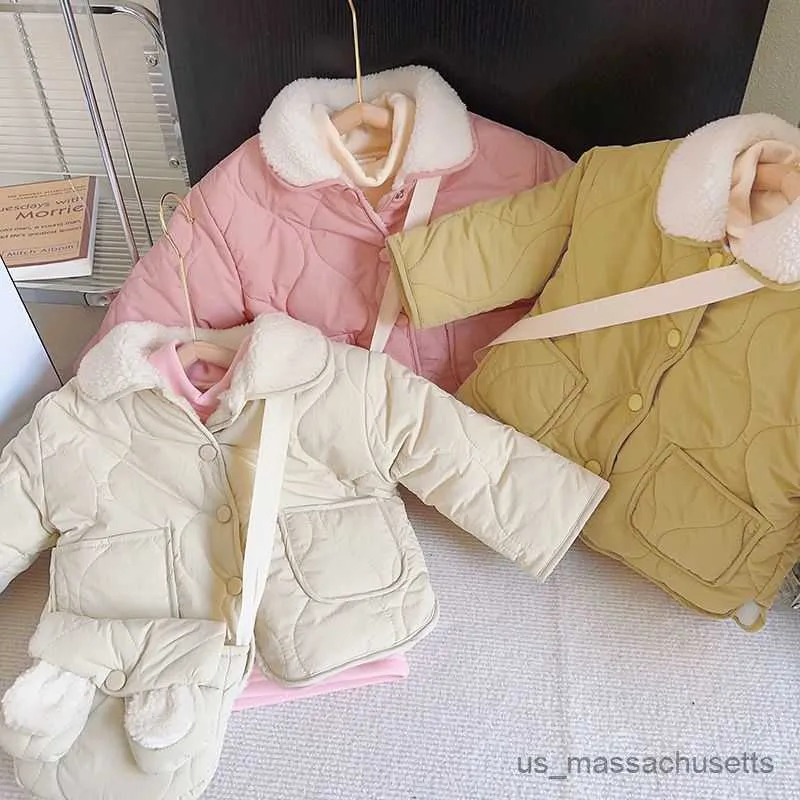 Jackets 2023 Winter Baby Girls Coats+bag Cotton Padded Warm Coat Jacket Fashion Kids Birthday Comfortable Clothes Children Overcoats R230812