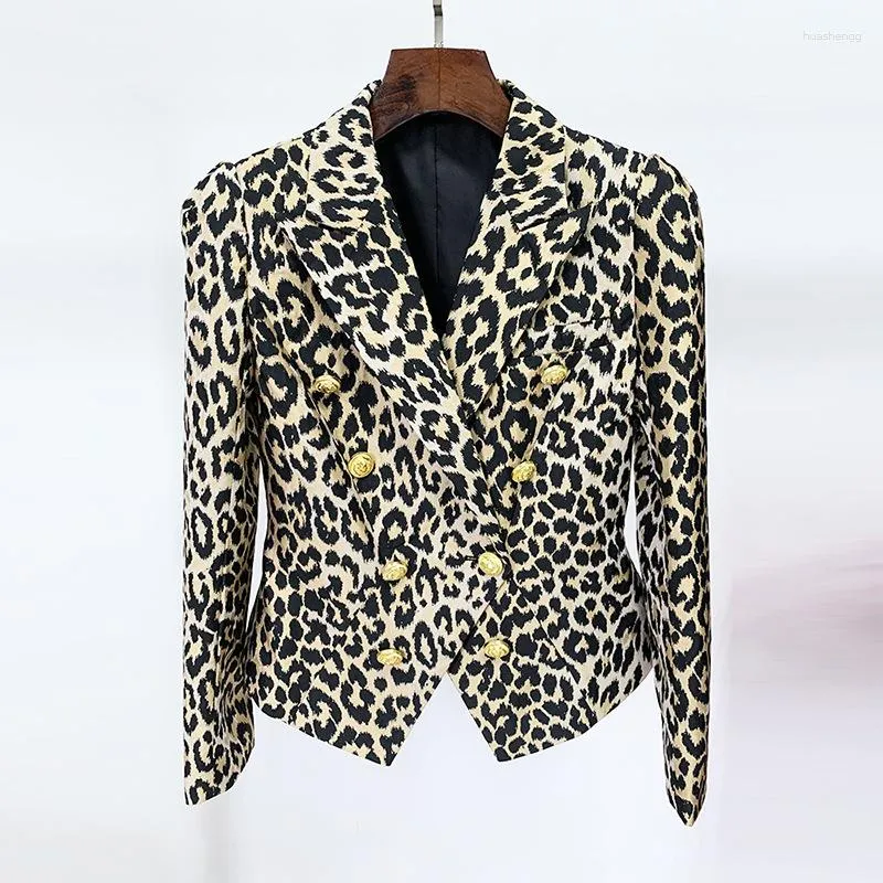 Damespakken 2023 European Amerikaanse beroemdheden mode luipaardpatroon Jacquard Lion Double Breasted Slim Fitting Suit jas