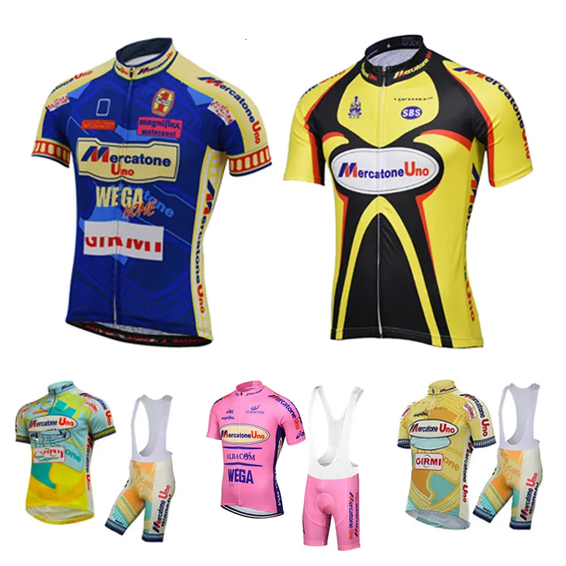 Jersey de cyclisme Ensemble des maillots cyclistes rétro pour hommes kit de vélo de rose jaune