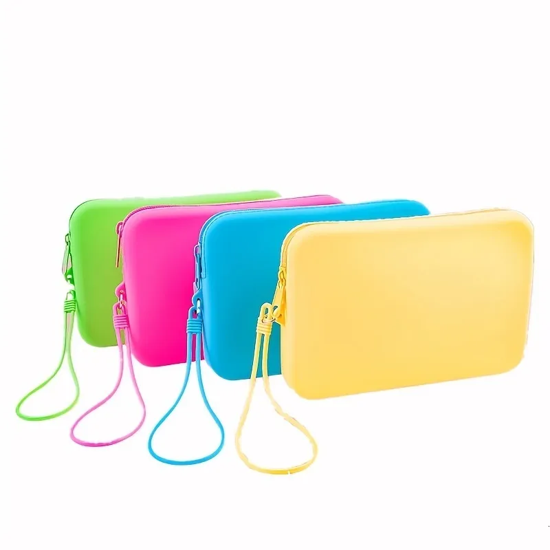 Cosmetic Bags Cases Silicone Cosmetic Bag Fashion Solid Zipper Color Silicone Toiletry Storage Bag 230811