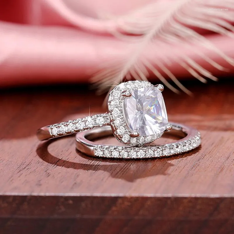 Silver Wedding Ring Sets, Luxury Bridal Wedding Ring Set