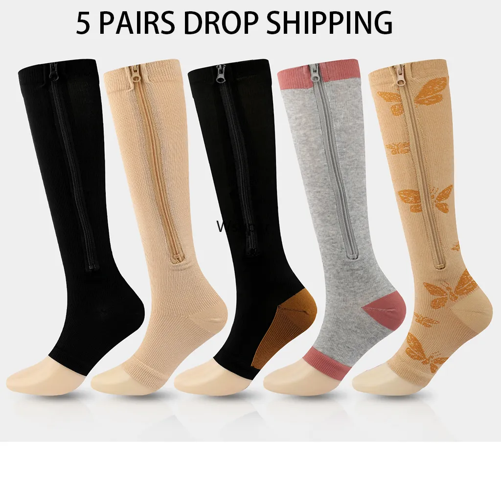 Спортивные носки Compression Zip 5 пары эластичные ноги с открытыми носками для ног.