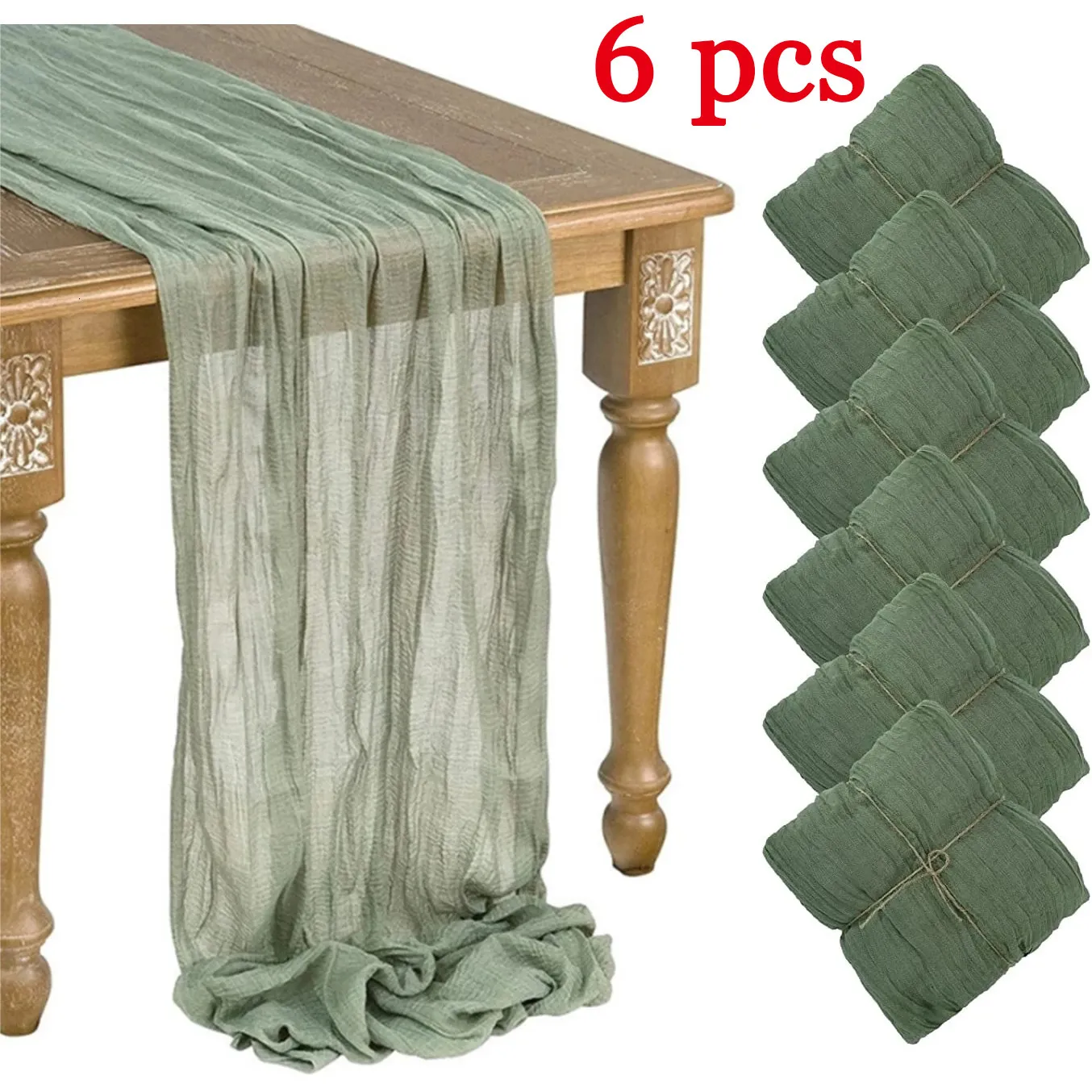 Bordslöpare 6st/set ostduk GASE TABLE RUNNER Rustic Wedding Table Decor 90*300cm Boho Wedding Reception Christmas Table Runners 230811