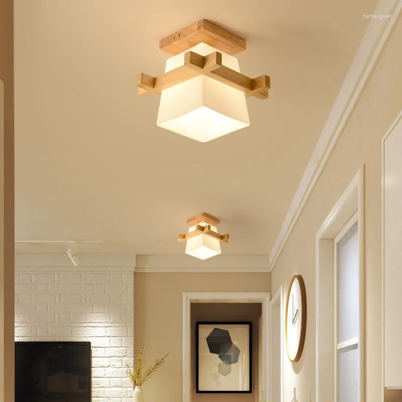 Luzes de teto Luz LED nórdica Minimalista de madeira Lâmpada decorativa para o quarto Callway Entre os acessórios de iluminação do corredor
