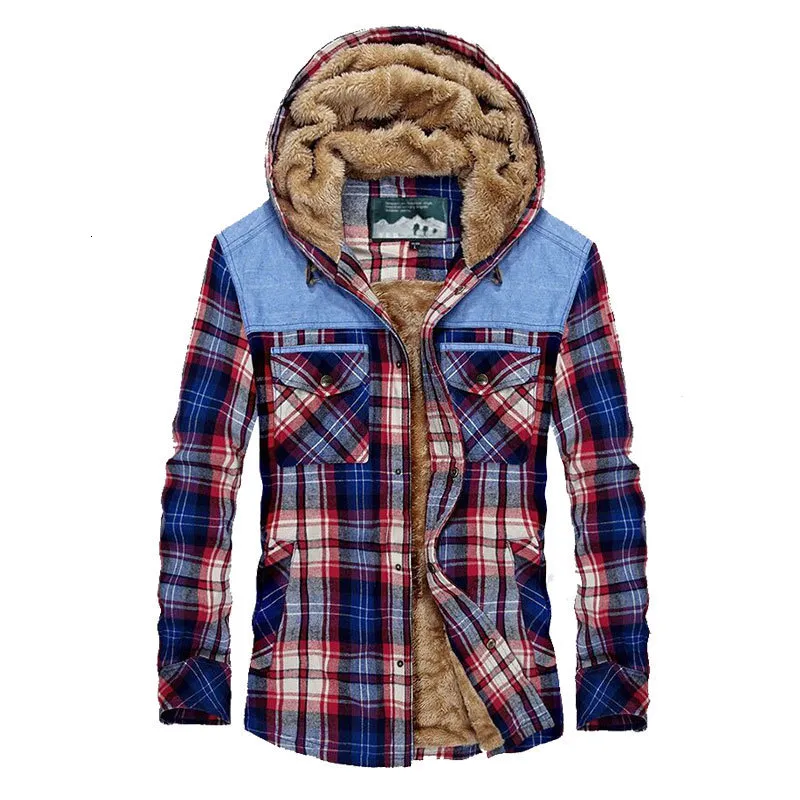 Men's Jackets Military Men Casual Flannel Jacket 100% Cotton Winter Thick Warm Shirts Plaid Fleece Camisa masculina Hooded Jackets M-3XL 230812