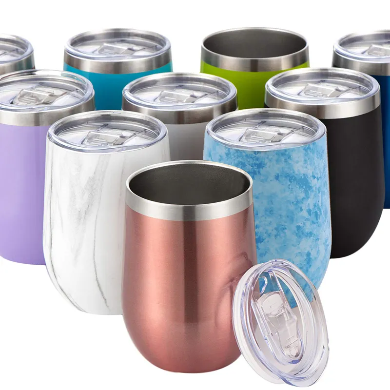 Tasses 12 oz en acier inoxydable bière thermos tasse de tasse de vin avec un couvercle de voyage à double mur à vide tasse isolée pour le café à café boisson 230811