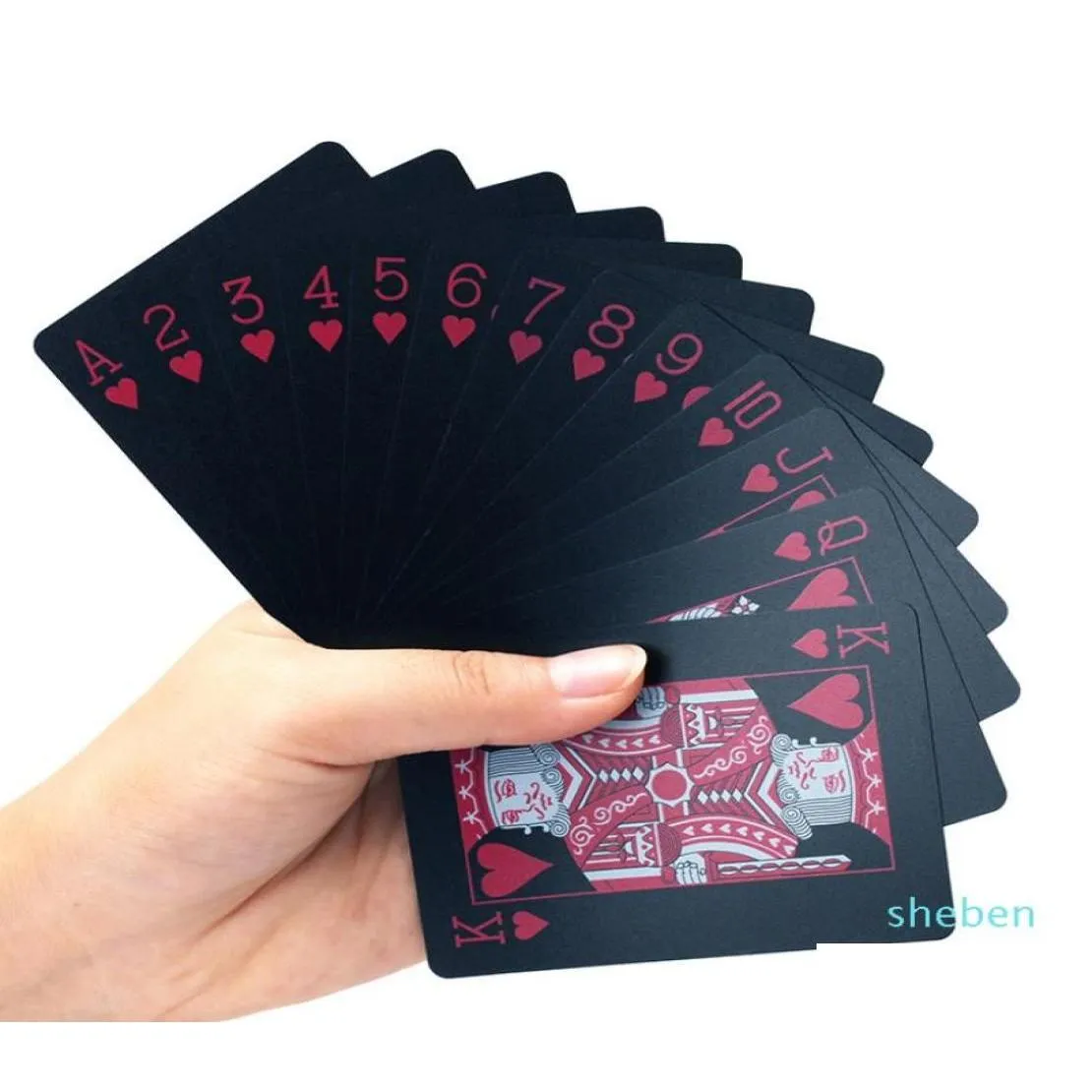 جودة gambing البلاستيك البلاستيك PVC البوكر مقاوم للماء أوراق اللعب الأسود Creative Gift Cards2670261 إسقاط توصيل الرياضة في الهواء الطلق Lei dh8fu