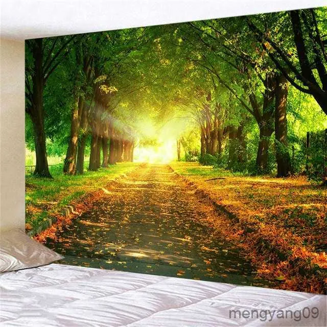 Tapestries Home Decor Forest Maple Leaf Red Leaves Tapestry Landscape for Room Decor Wall Blanket Curtain for Bedroom Decoration Mural R230812