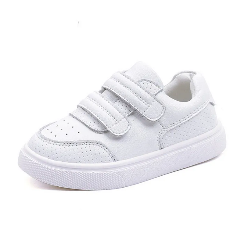 Chaussures plates Dimi Springaunmn Enfants Chaussures garçon fille microfibre cuir en cuir blanche Chaussures Soft Nonslip Rubber Casual Kids Sneakers 230811