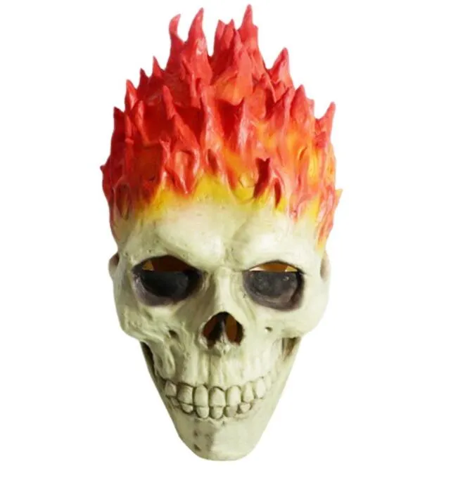 Maski imprezowe Bulux Halloween Ghost Rider Red and Blue Flame Skull Mask Horror Full Face Lateks Cosplay Maski Maski