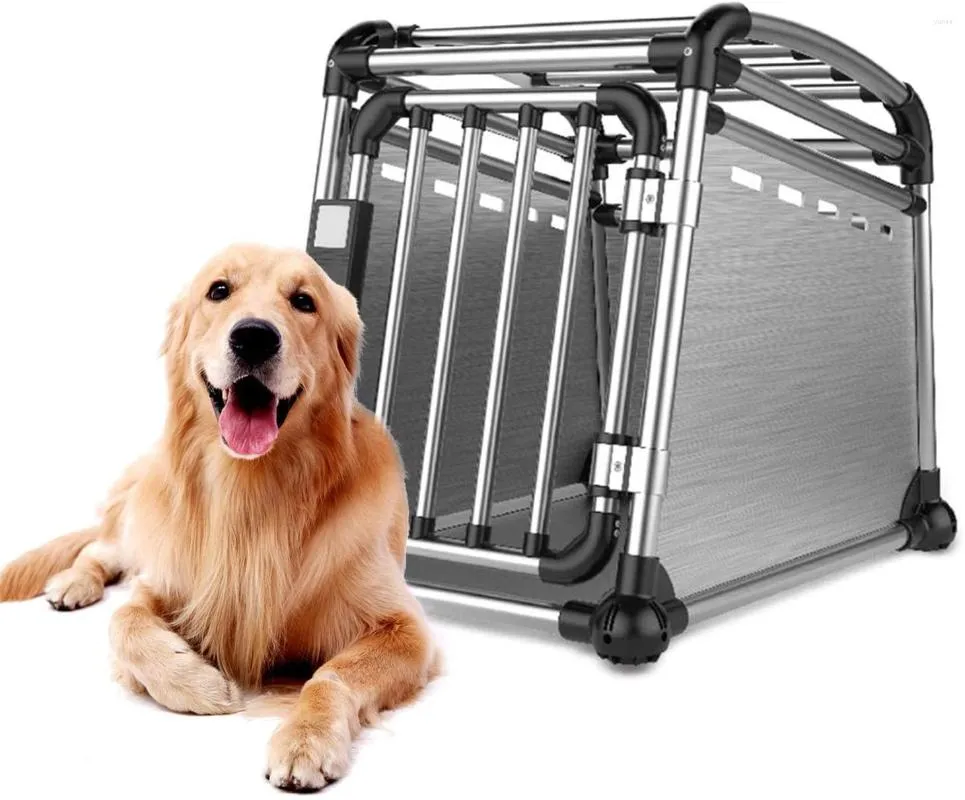 Portadores de gato de alumínio premium carro viagem gaiola caixa cão pet portador titular canil casa ao ar livre caixa de transporte de metal para cães
