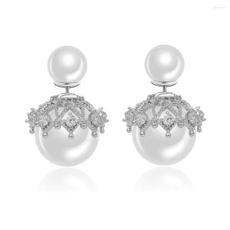 Stud -oorbellen 2023 Trendy Korea Design Big Two Pearl Balls Zink Alloy Naald statement Sieraden voor vrouwen Girl cadeau