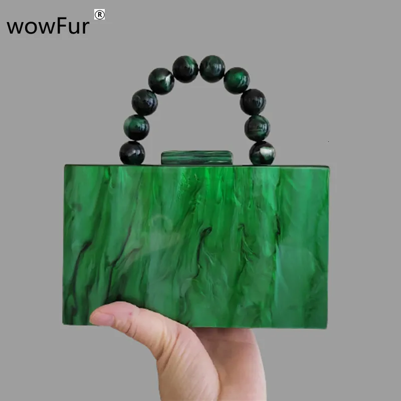 Evening Bags Beaded Bag Handle China Factory Seller Women Acrylic Purse Handbag Box Clutches Evening Lady Party Travel Beach Female Flap Bags 230811