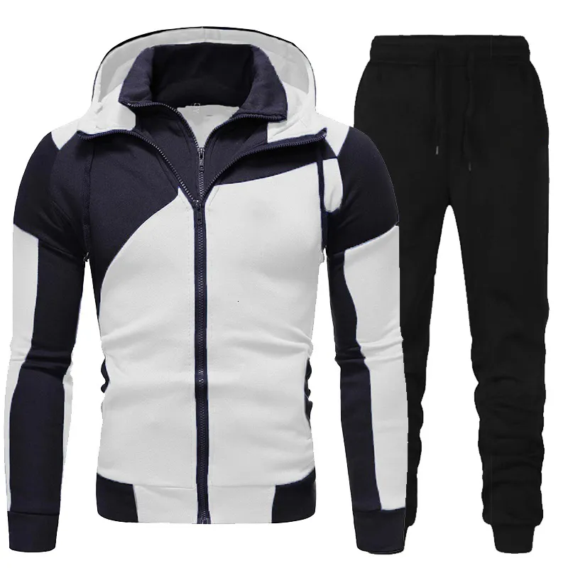 Masculino de pilotes de pilotos de mola de primavera outono de manga longa com zíper de jogging calça de retalhos de retalhos de fitness fit sport roupas casuais sportswear 230811