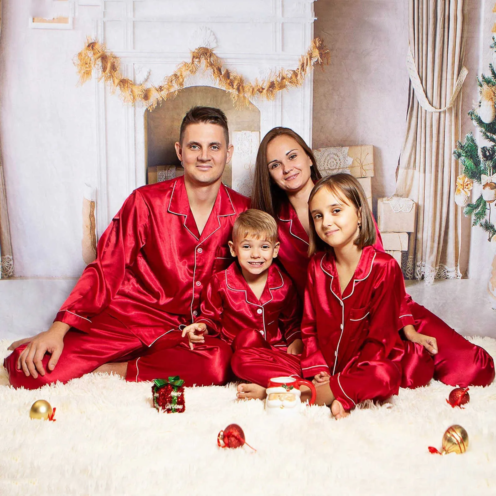 Passende Familien-Outfits, Vater, Mutter, Kinder, passende Kleidung, Familienlook-Outfits, Baby-Mädchen-Jungen-Nachtwäsche, Navidad, Weihnachts-Familien-passende Pyjamas