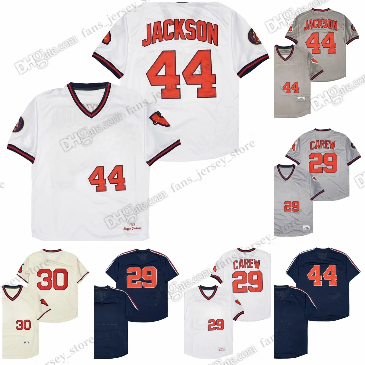 Maglie da baseball vintage Reggie Jackson del 1985 Nolan Ryan Maglia Rod Carew cucita