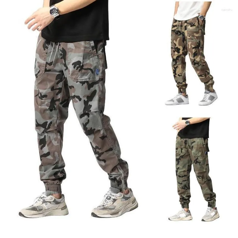 Herenbroek Leger Militaire Koreaanse stijl Camouflage Lange print Slim Fit Zipper voor mannen Fall -vrijetijdsbroek Spring Casual Kleding