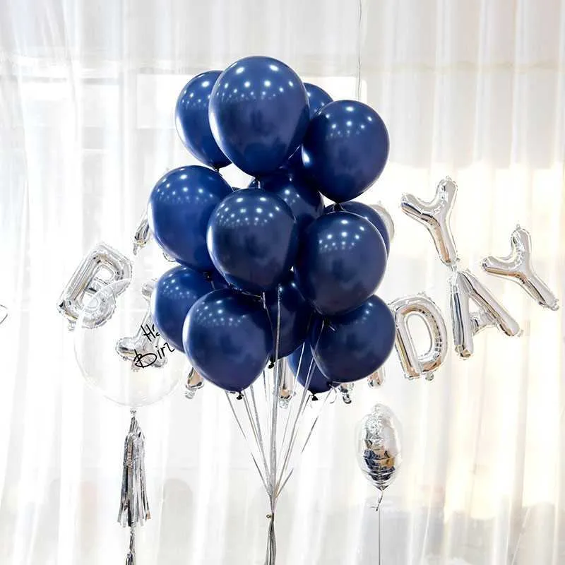 Decoration 10pcs 10inch 12inch luminous blue balloons dark blue balloon birthday wedding decor Valentine's Day blue balloon