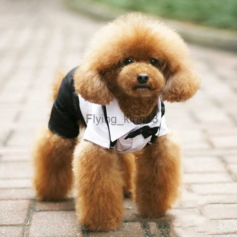 Pet Dog Cat Clothes Prince Tuxedo Bow Tie Suit Chihuahua Coat Handsome Pets Dog Suit Wedding Dress Jumpsuit Coat S-XXL HKD230812