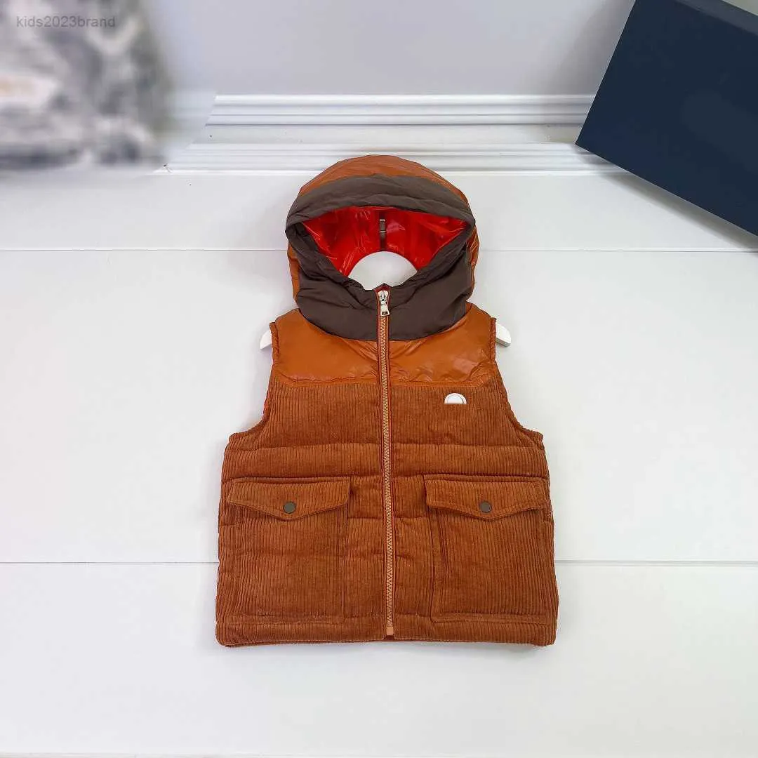 Designer Kids Waistcoat Spring och Autumn Products Baby Hooded Vest Size 100-160 cm White Duck Down Filling Sleeveless Jacket Aug10