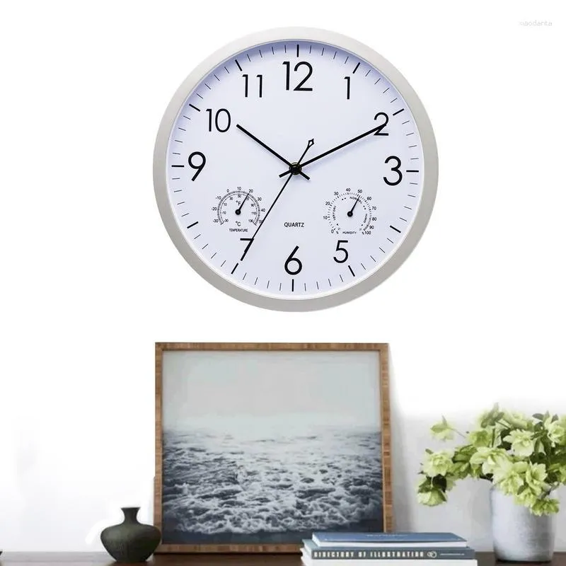 Wandklokken buitenklok waterdicht met hygrometer stille ronde gemakkelijk te lezen decoratief voor keukenpatio