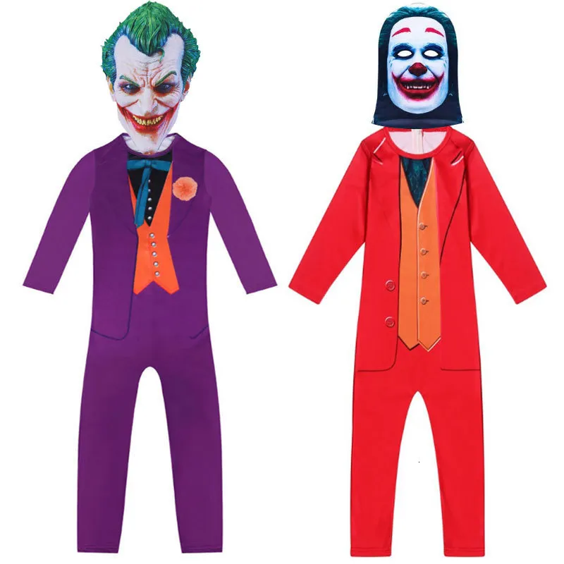 Cosplay Boys Circus Clown Vêtements Enfants Halloween Costumes Kids Cosplay Joker Clothing Jumpsuit Child Performance 230812