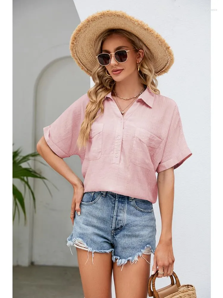 Boderas Para Mujeres Mujeres Summer Botón Sólido Camisa De Algodón Elegante  Moda Informal De 15,93 €
