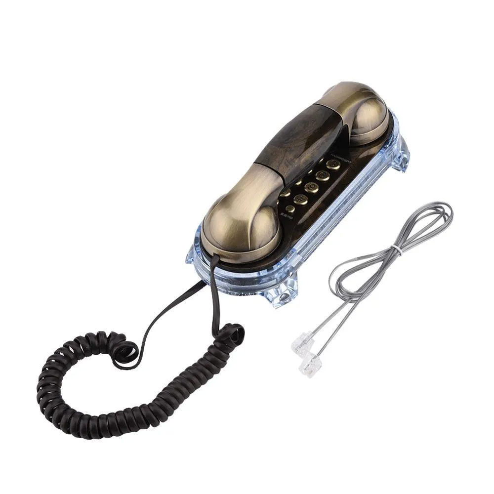 Teléfono vintage, nostálgico clásico que retro con mango de botón con  cable, función de almacenamiento de números (rojo)