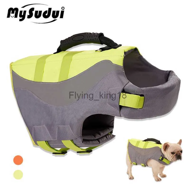 Mysudui Summer Pet Dog Jacket Reflexive Swimsuit Night Viagem Anti-Shedding Life Jacket Jacket Handle for Small Green Dogs HKD230812